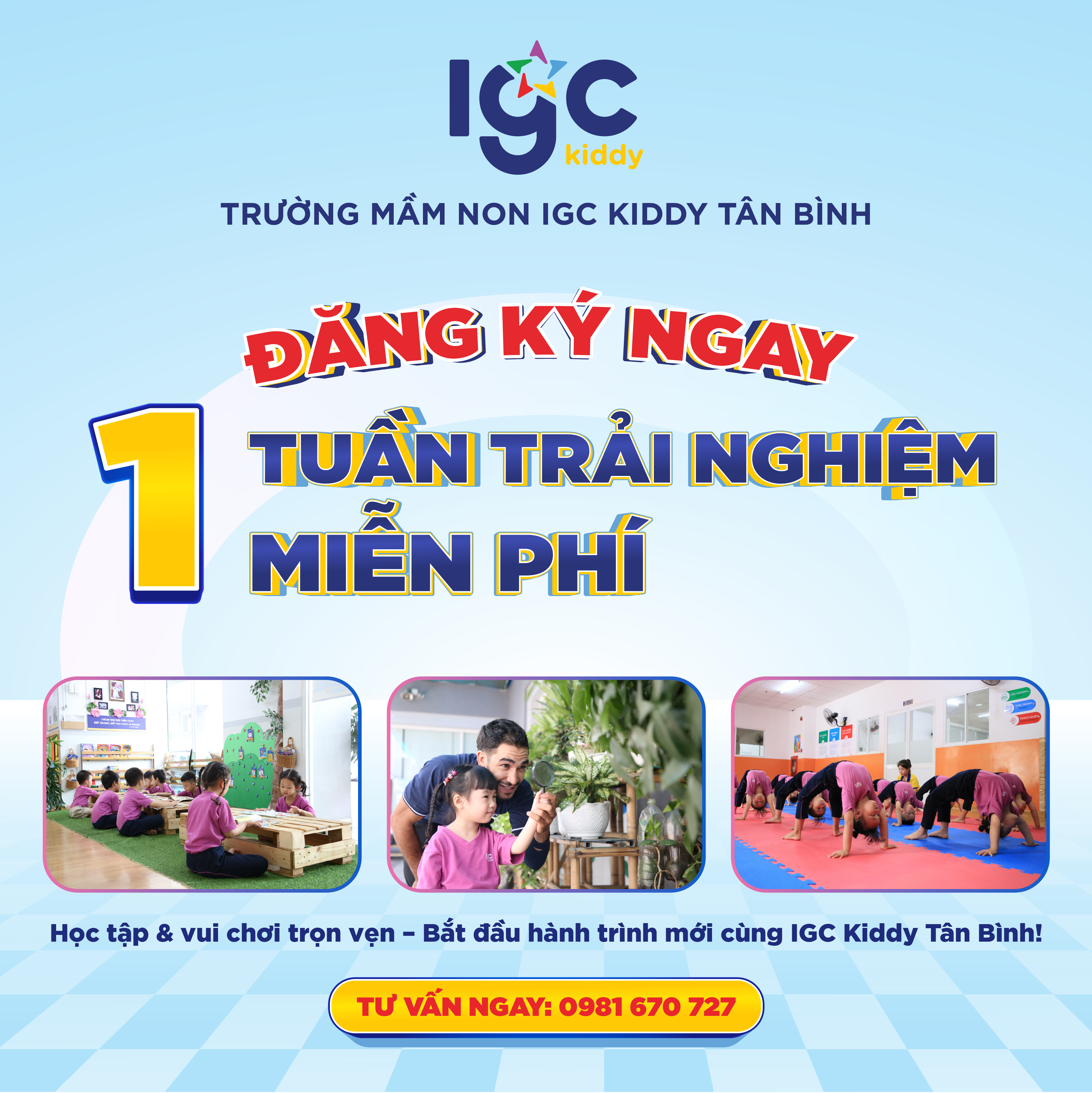 IGC Kiddy Tân Bình – Đăng ký ngay 1 tuần trải nghiệm miễn phí